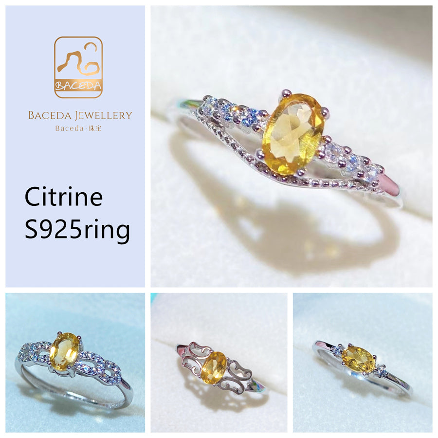 Citrine ring S925 silver sterling adjustable free size oval Citrine 4x6mm