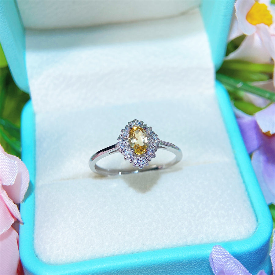 Citrine ring S925 silver sterling adjustable free size oval Citrine 4x6mm