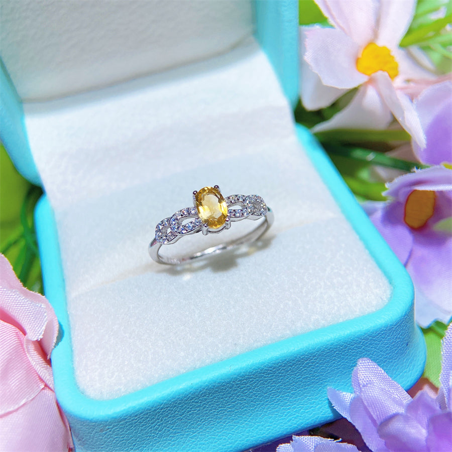 Citrine ring S925 silver sterling adjustable free size oval Citrine 4x6mm
