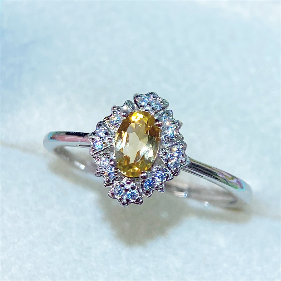 Citrine ring S925 silver sterling adjustable free size oval Citrine 4x6mm