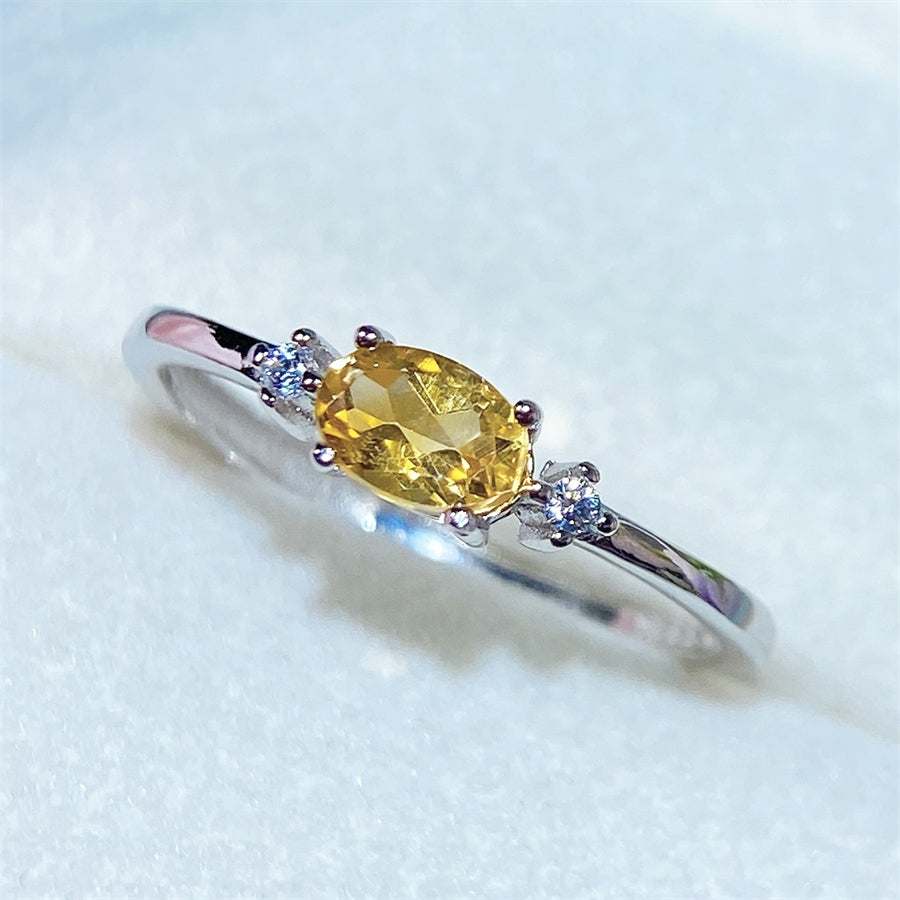 Citrine ring S925 silver sterling adjustable free size oval Citrine 4x6mm