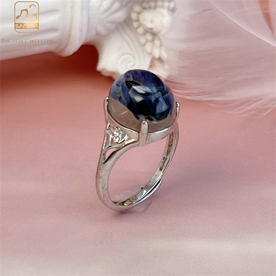 S925 Pietersite women ring big gemstone oval adjustable free size