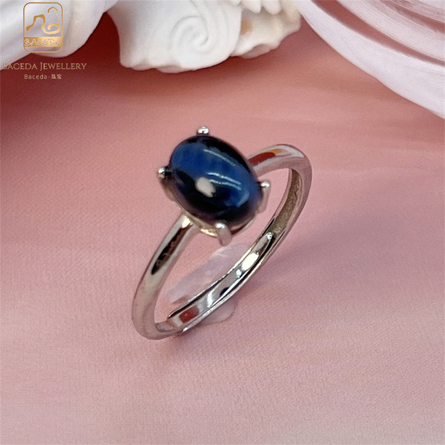 S925 Pietersite women ring big gemstone oval adjustable free size