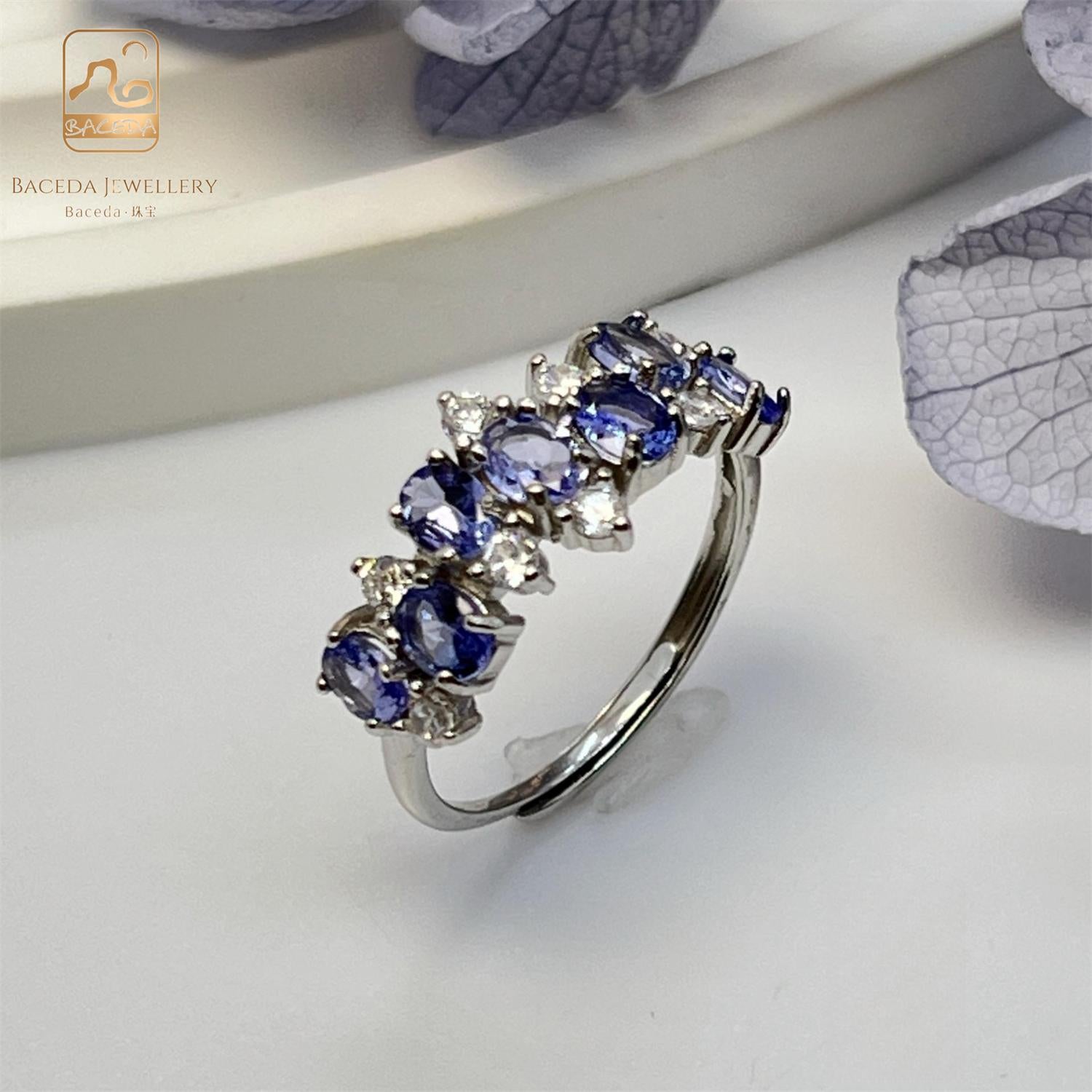 Baceda Tanzanite S925 Silver Rings Special-Shaped