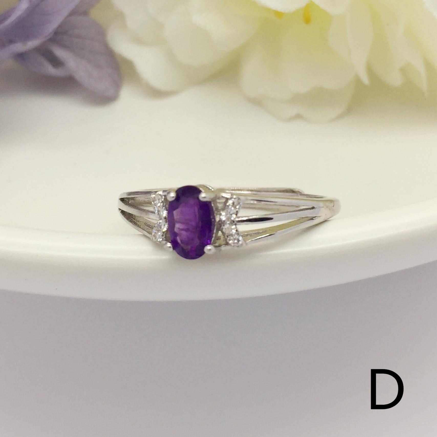 No.A-E Baceda Amethyst S925 Ring adjustable/free size with certificate