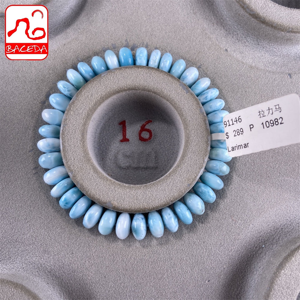 Vòng tay thiết kế bàn tính Baceda Natural Crystals of Larimar là viên đá chữa bệnh cho trái đất, phù hợp với cả nam và nữ, có giấy chứng nhận và hộp quà tặng