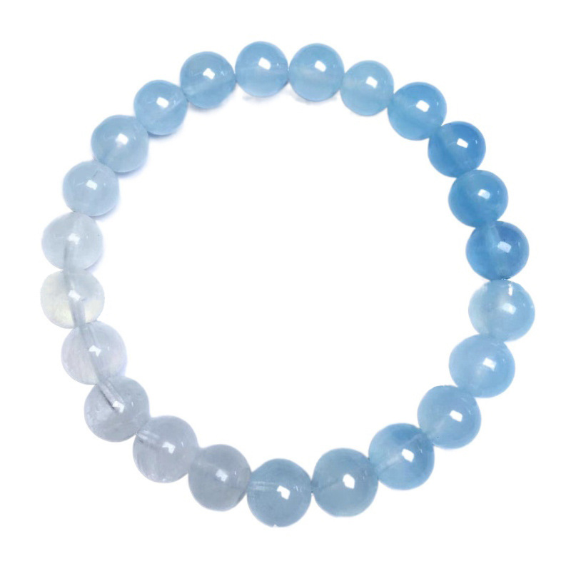 Vòng tay hạt tròn màu xanh ngọc lam ±7,5mm &amp; 8,5mm