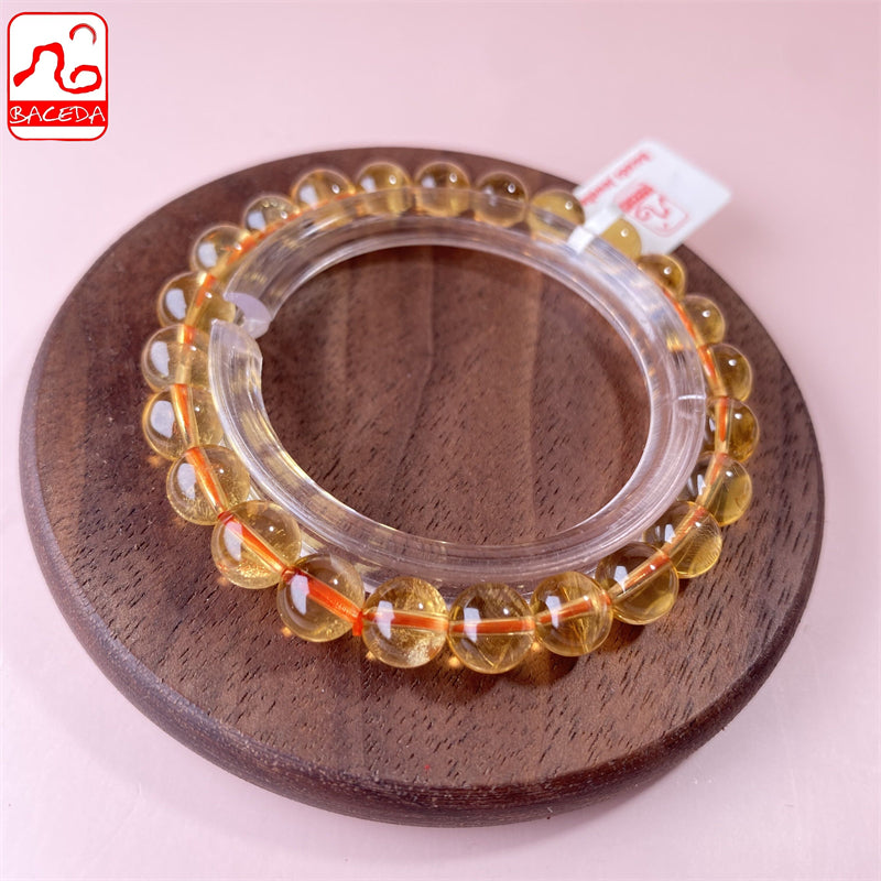 Vòng tay pha lê tự nhiên Baceda Vòng tay Citrine HQ tốt cho sự giàu có và gặp gỡ những người quý tộc Vòng tay pha lê tự nhiên có giấy chứng nhận và hộp quà tặng 