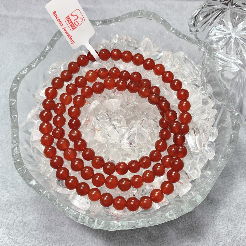 Baceda Red Agate 6mm 8mm 10mm and 3Laps Bracelet 100% Natural With Certificate With Gift Box Packaging