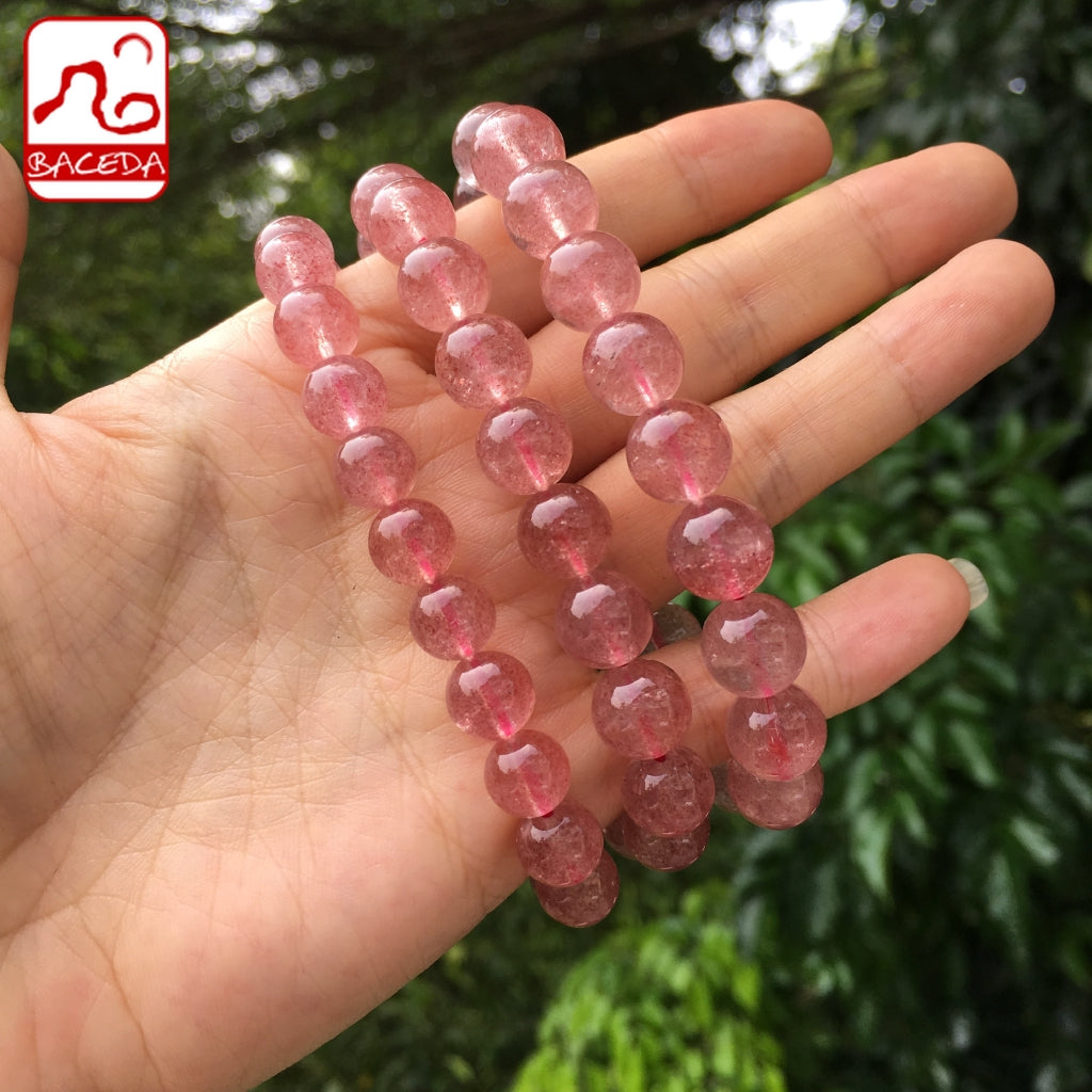 Baceda Natural Strawberry color Strawberry Quartz Bracelet for Ladies’ Gift 100% Nature Strawberry Quartz Bangle Gift