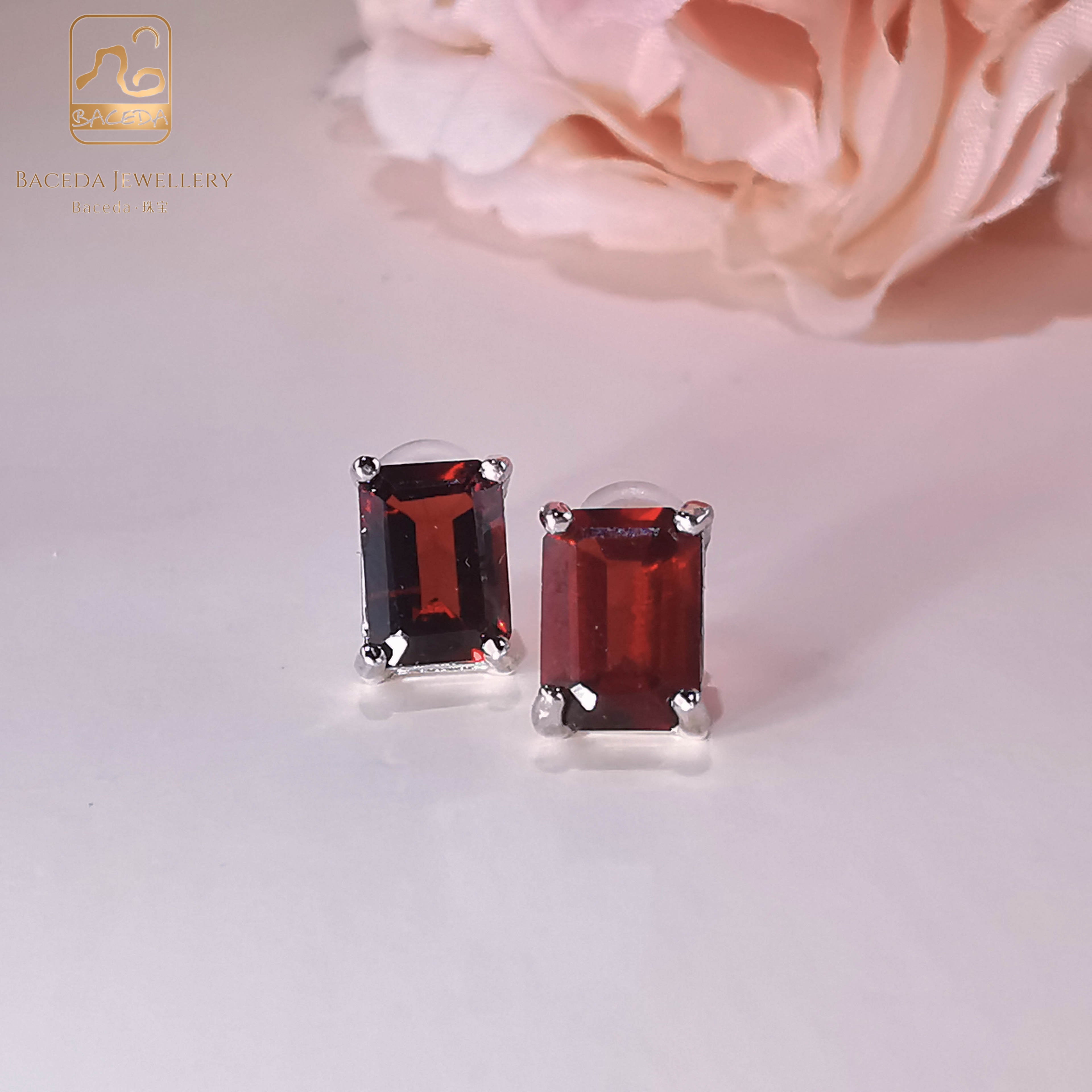 20230110 Hoa tai đinh tán đá thạch anh tím/vàng chanh/vàng lục bảo/topaz/garnet S925 hàng ngày 