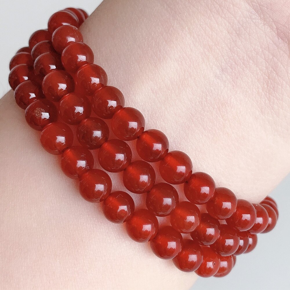 Baceda Red Agate 6mm 8mm 10mm and 3Laps Bracelet 100% Natural With Certificate With Gift Box Packaging