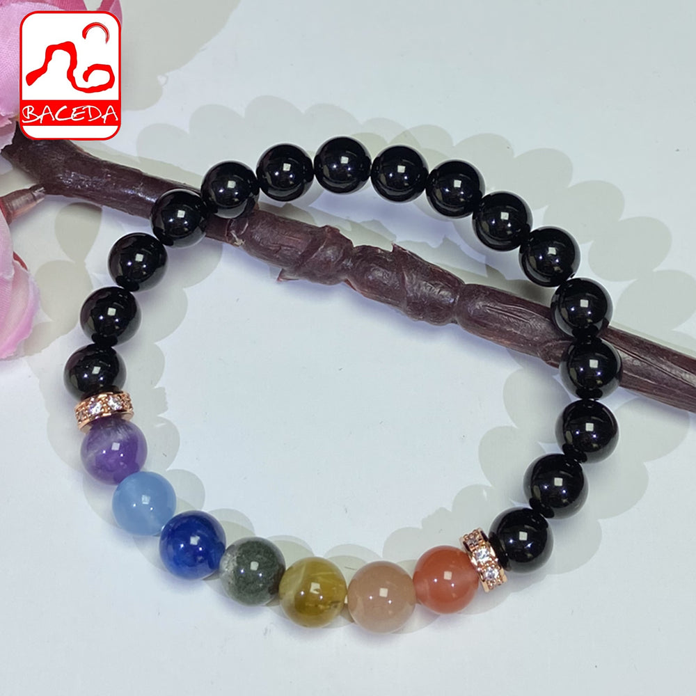 Baceda Nature Stone 7 Chakras DIY Bracelet For Men and Women 16cm with Gift Box