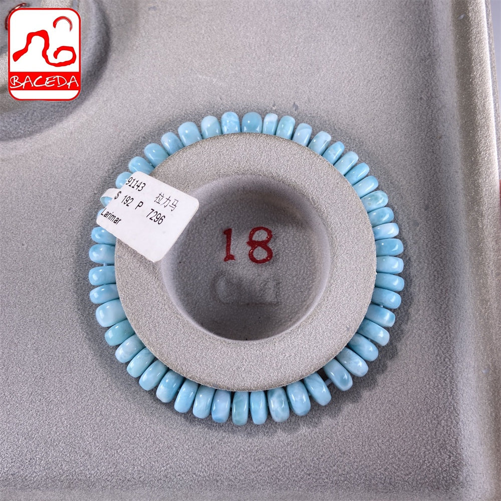 Vòng tay thiết kế bàn tính Baceda Natural Crystals of Larimar là viên đá chữa bệnh cho trái đất, phù hợp với cả nam và nữ, có giấy chứng nhận và hộp quà tặng