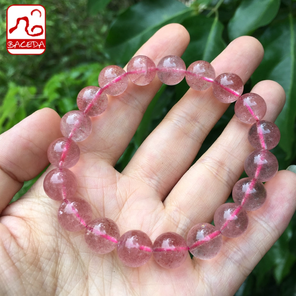 Baceda Natural Strawberry color Strawberry Quartz Bracelet for Ladies’ Gift 100% Nature Strawberry Quartz Bangle Gift