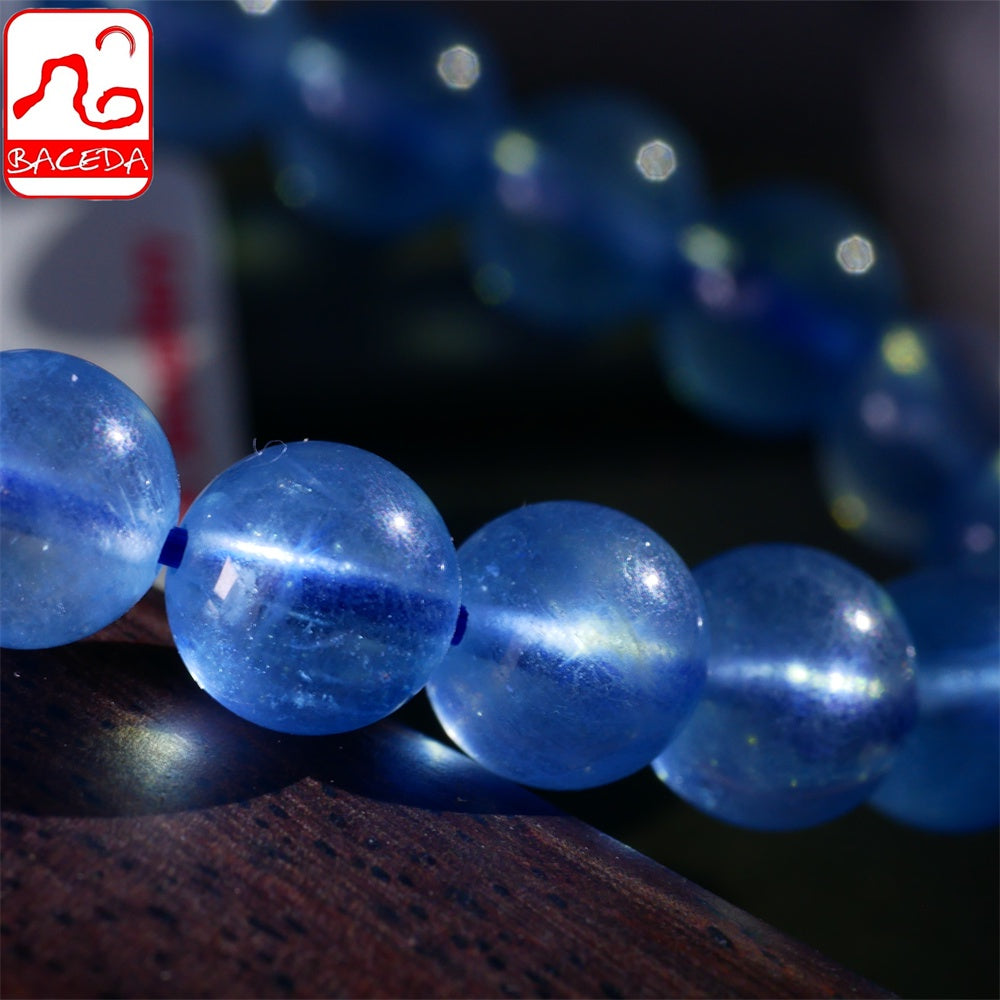 Baceda Natural Crystals of Aquamarine Bracelets, March Birthstone, HQ bracelet high transparence with Certificate and Gift Box