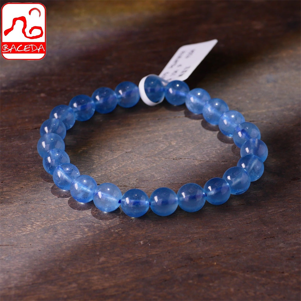 Baceda Natural Crystals of Aquamarine Bracelets, March Birthstone, HQ bracelet high transparence with Certificate and Gift Box