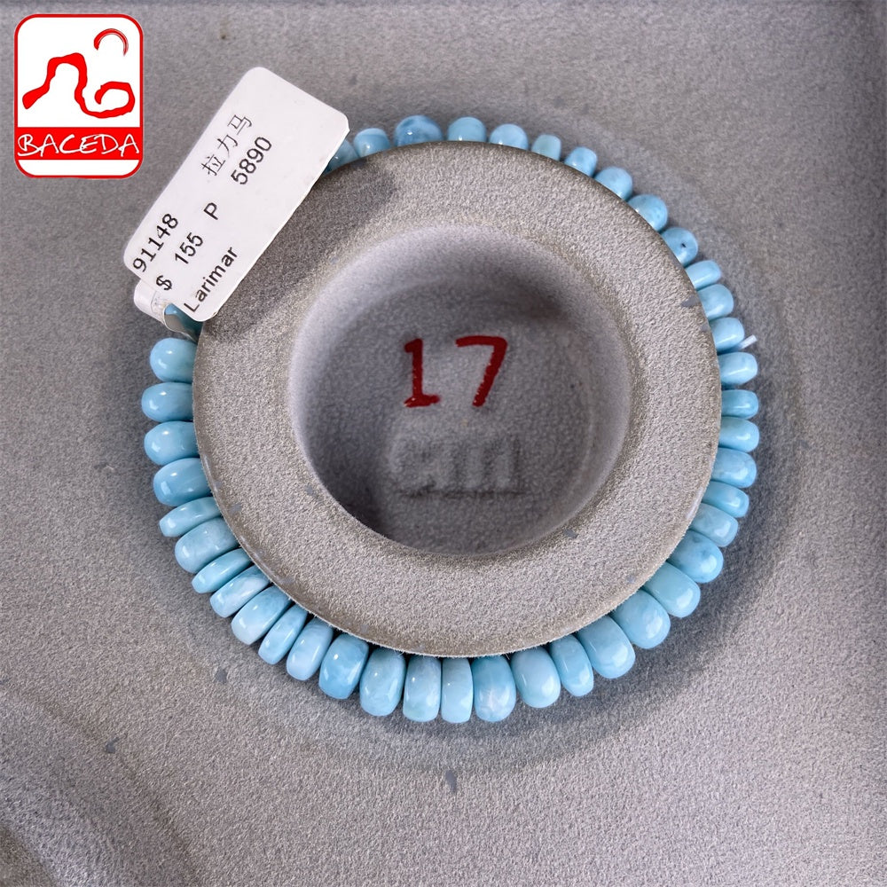 Vòng tay thiết kế bàn tính Baceda Natural Crystals of Larimar là viên đá chữa bệnh cho trái đất, phù hợp với cả nam và nữ, có giấy chứng nhận và hộp quà tặng
