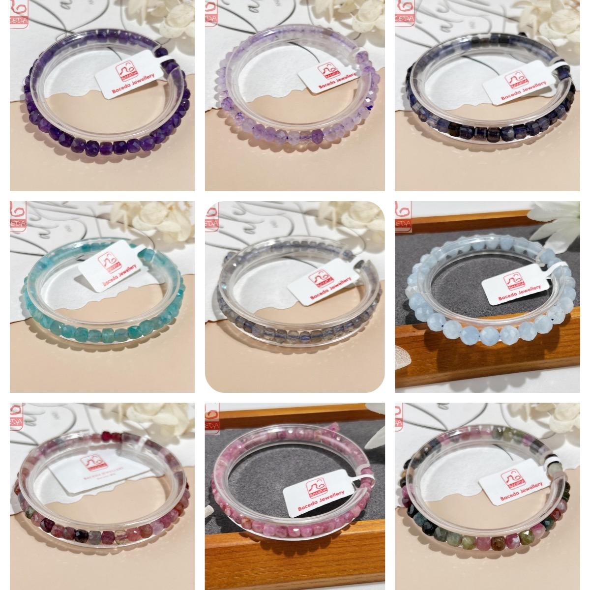 Facted Mini beaded Bracelet Collection Tourmaline c itrine sunstone amethyst spinel sapphire topaz labradorite Serpentine