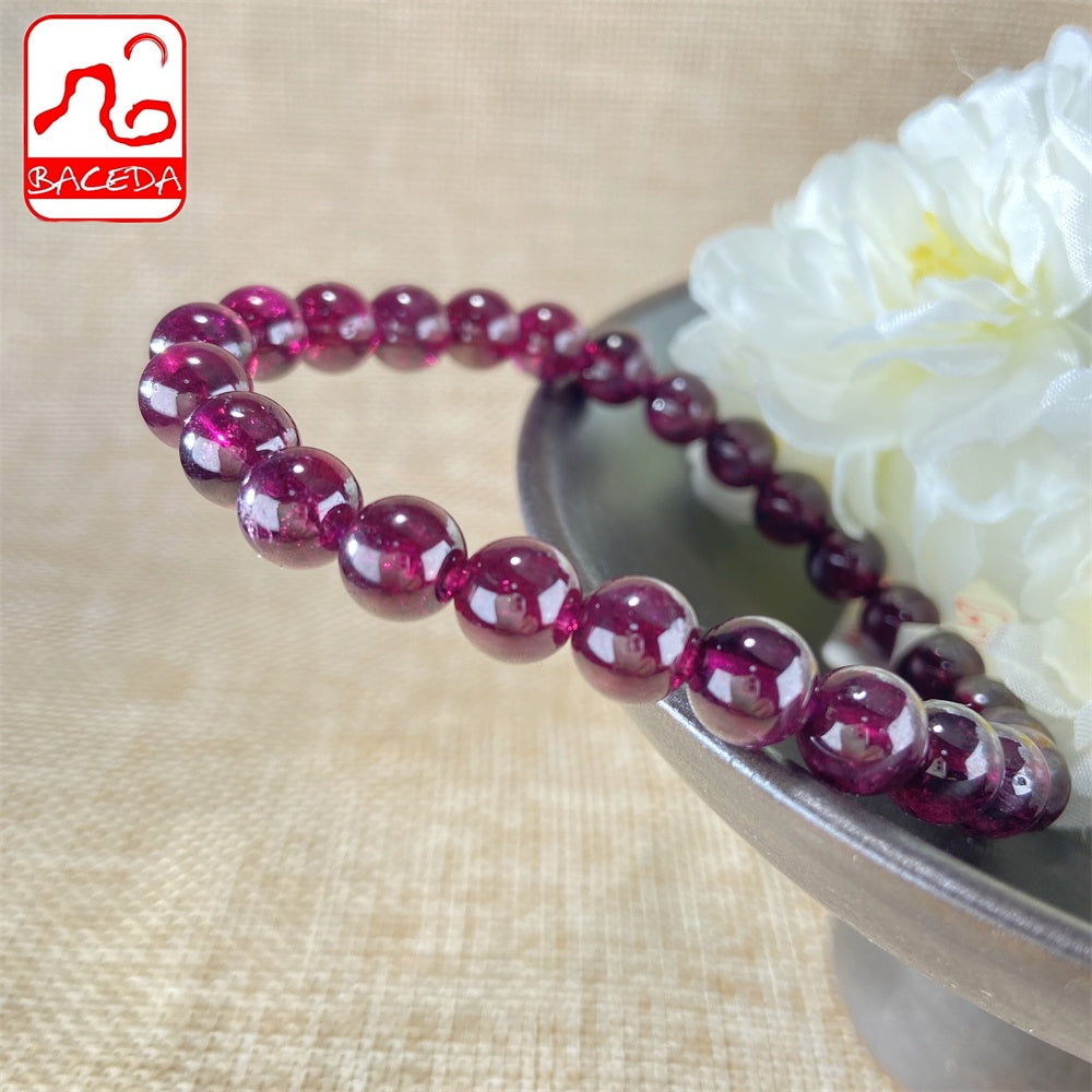 Vòng tay đá Garnet tự nhiên Baceda Natural Crystal HQ Wine Garnet tự nhiên, đá Garnet tím tự nhiên, đá Almandine kèm hộp quà tặng có giấy chứng nhận