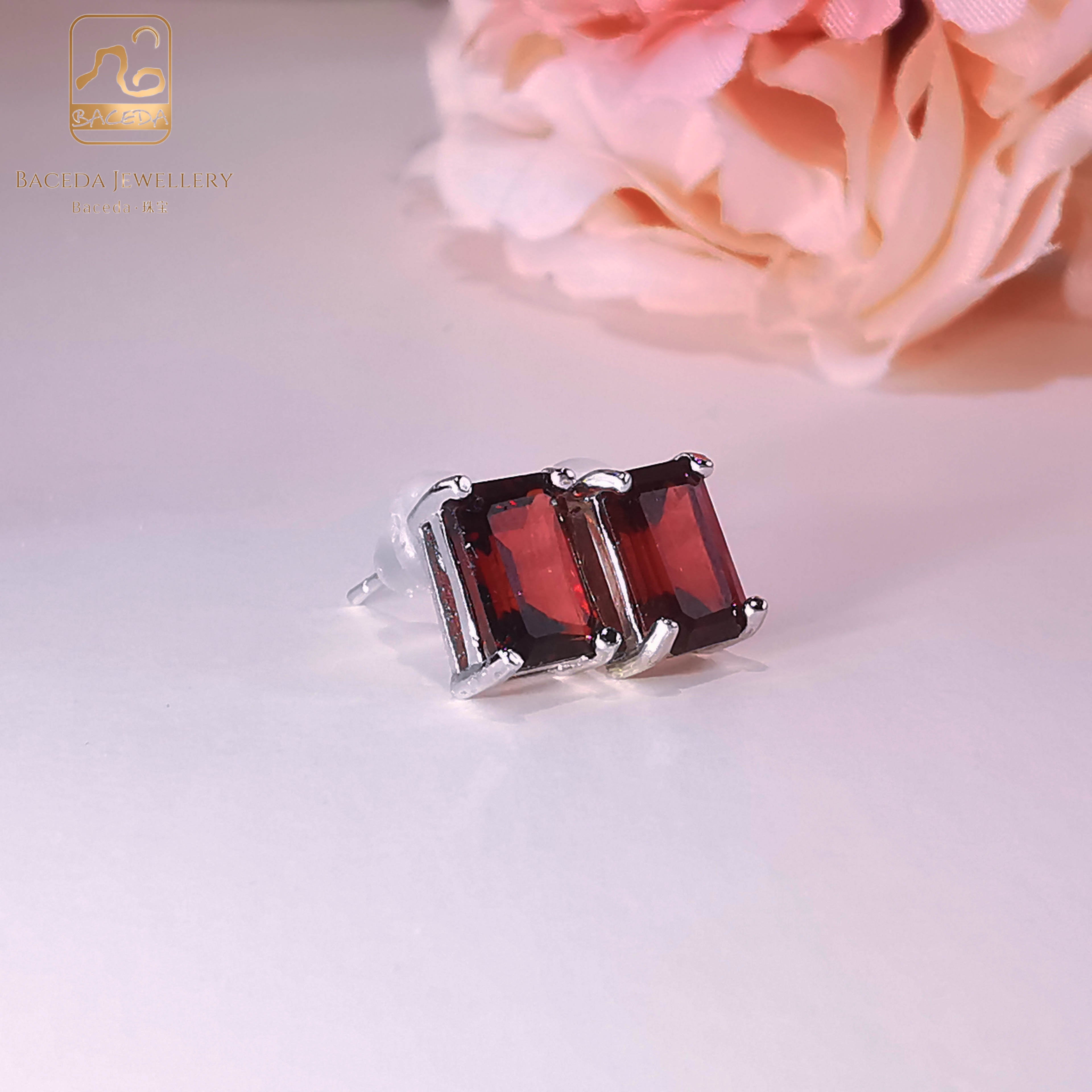 20230110 Hoa tai đinh tán đá thạch anh tím/vàng chanh/vàng lục bảo/topaz/garnet S925 hàng ngày 