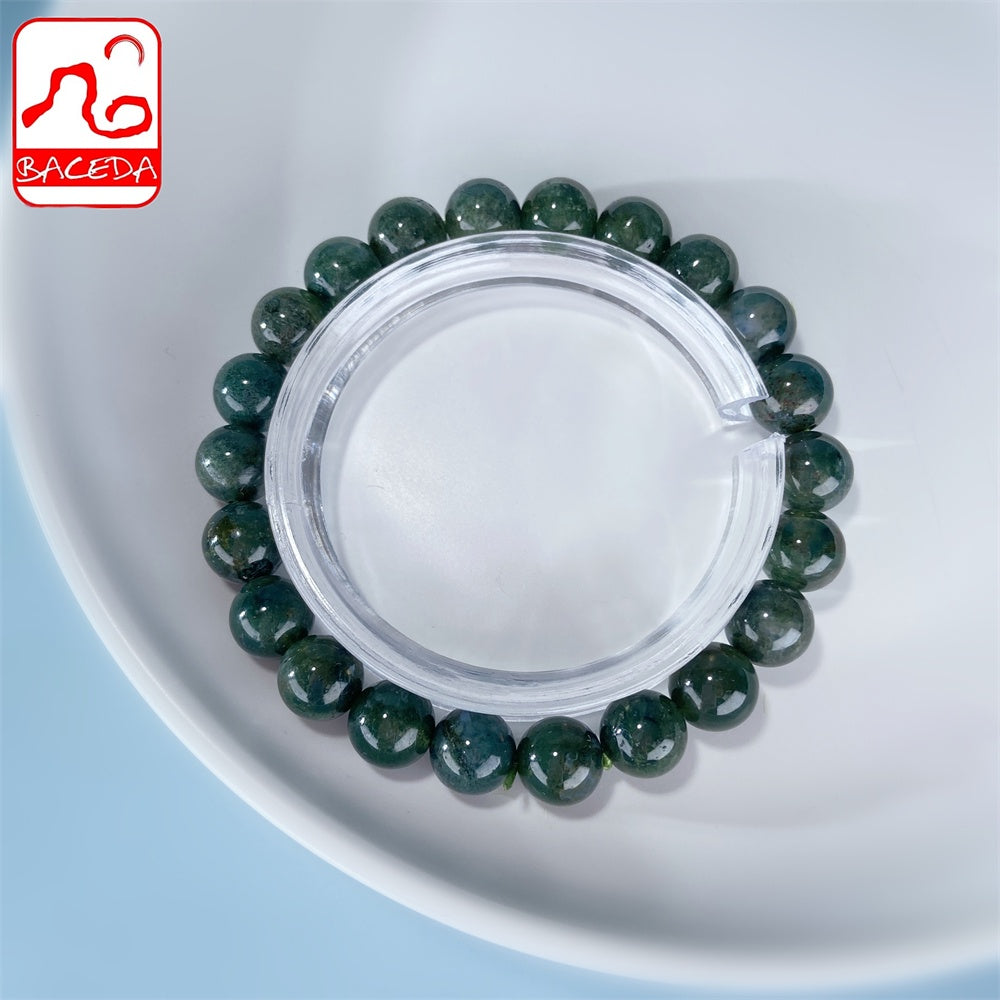 Vòng tay đá mã não xanh tự nhiên Baceda Natural Crystal Đá quý sinh nhật tháng 8 kèm giấy chứng nhận và hộp quà tặng