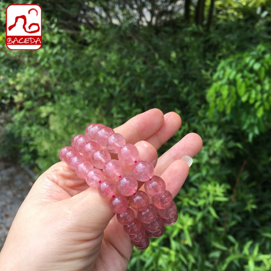 Baceda Natural Strawberry color Strawberry Quartz Bracelet for Ladies’ Gift 100% Nature Strawberry Quartz Bangle Gift