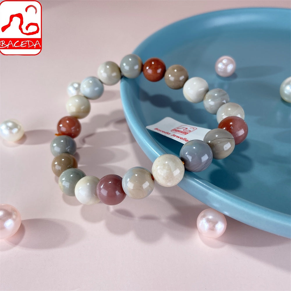 Vòng tay đá mã não tự nhiên Baceda của Alashan/Alxa có thể cân bằng và hài hòa cơ thể kèm theo giấy chứng nhận và hộp đựng