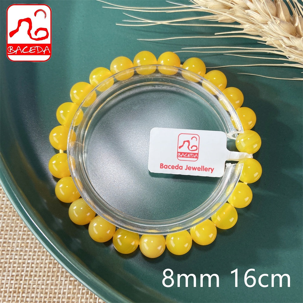 Baceda Natural Yellow Chalcedony Yellow Carnelian bracelet for men for women with certificate gift box