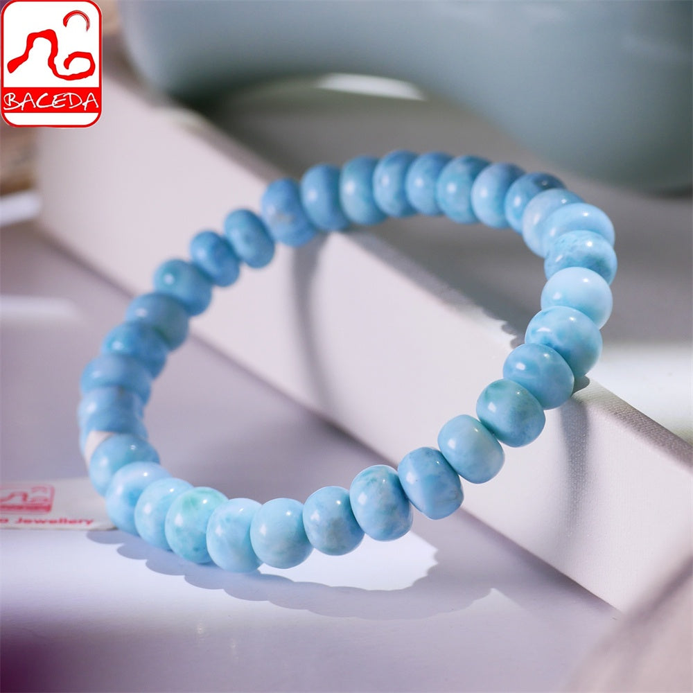 Vòng tay thiết kế bàn tính Baceda Natural Crystals of Larimar là viên đá chữa bệnh cho trái đất, phù hợp với cả nam và nữ, có giấy chứng nhận và hộp quà tặng