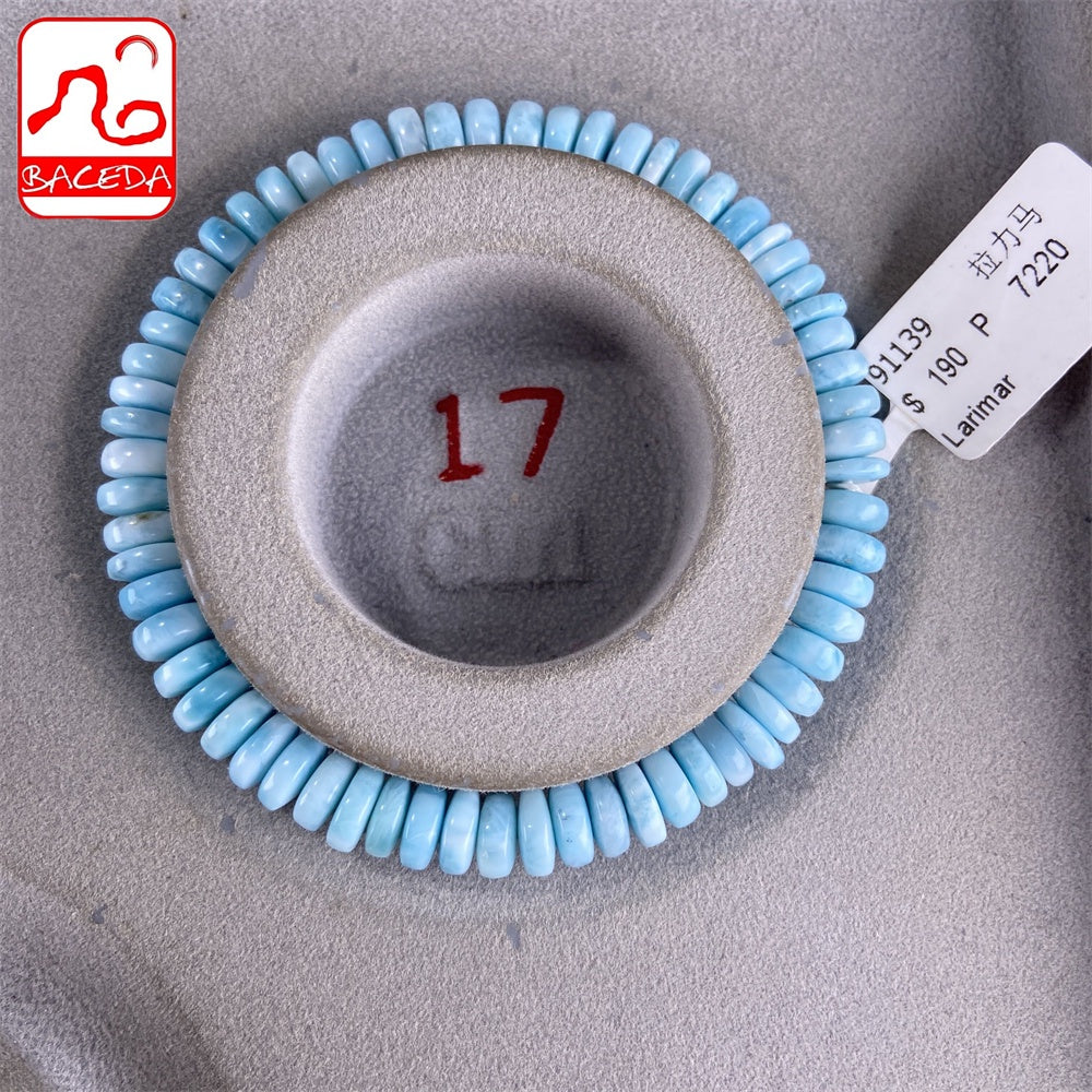 Vòng tay thiết kế bàn tính Baceda Natural Crystals of Larimar là viên đá chữa bệnh cho trái đất, phù hợp với cả nam và nữ, có giấy chứng nhận và hộp quà tặng