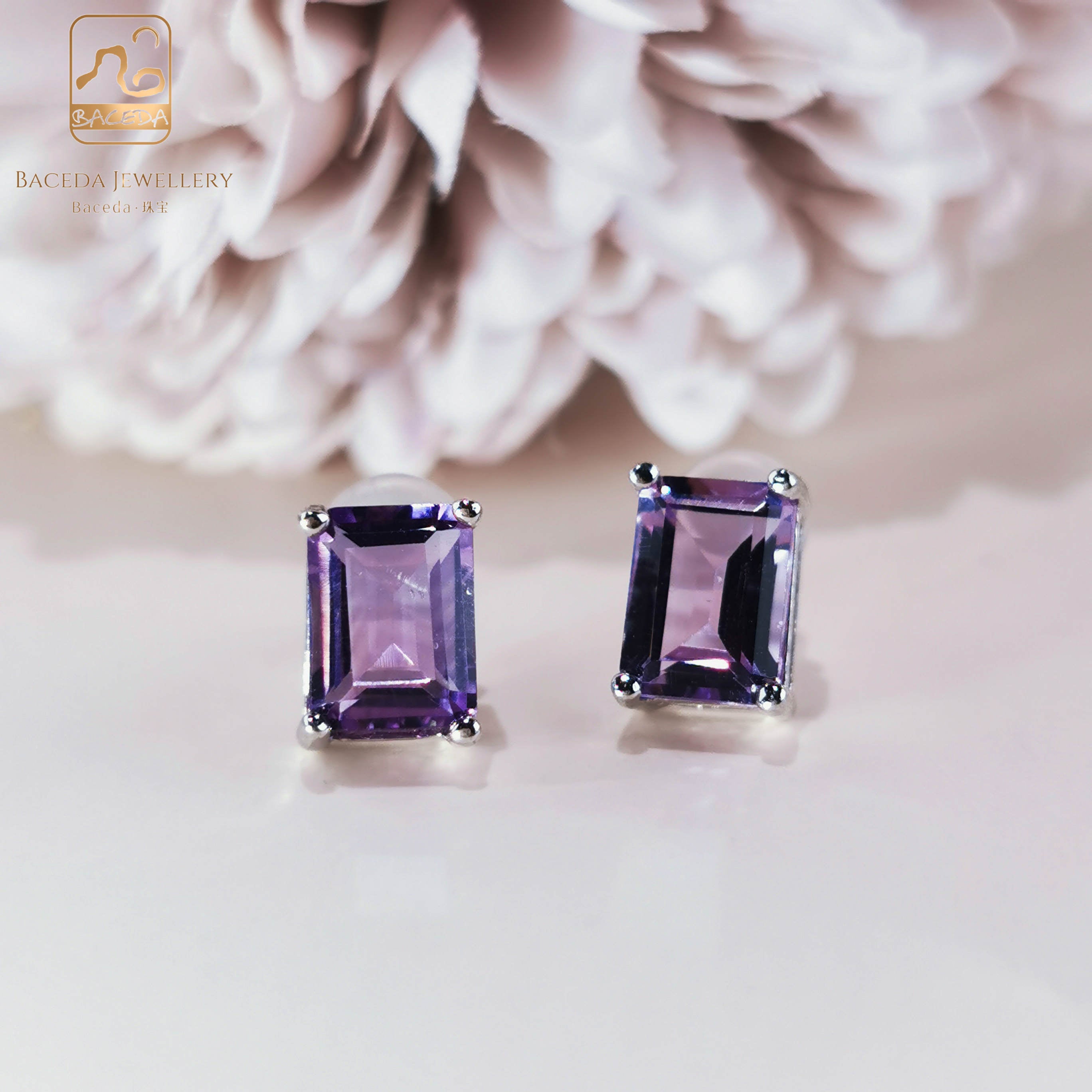 20230110 Hoa tai đinh tán đá thạch anh tím/vàng chanh/vàng lục bảo/topaz/garnet S925 hàng ngày 