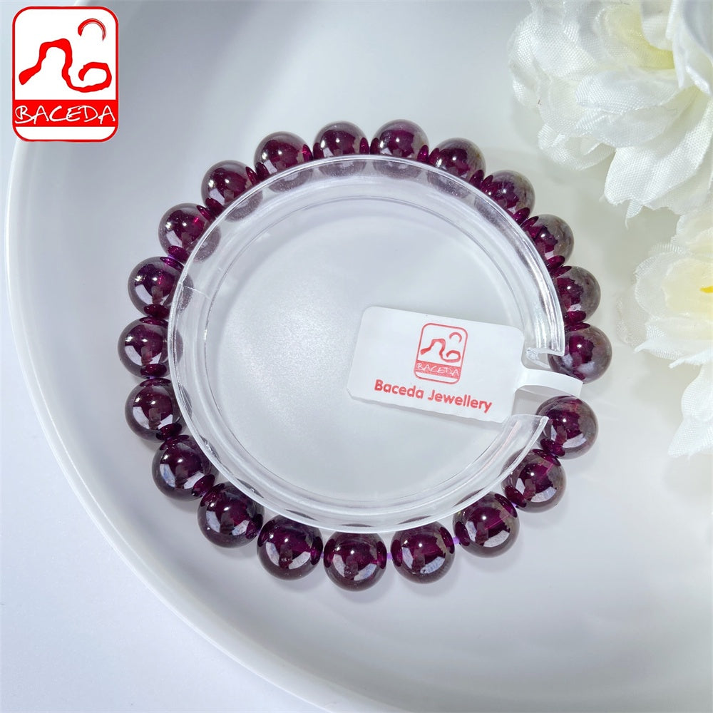Vòng tay đá Garnet tự nhiên Baceda Natural Crystal HQ Wine Garnet tự nhiên, đá Garnet tím tự nhiên, đá Almandine kèm hộp quà tặng có giấy chứng nhận