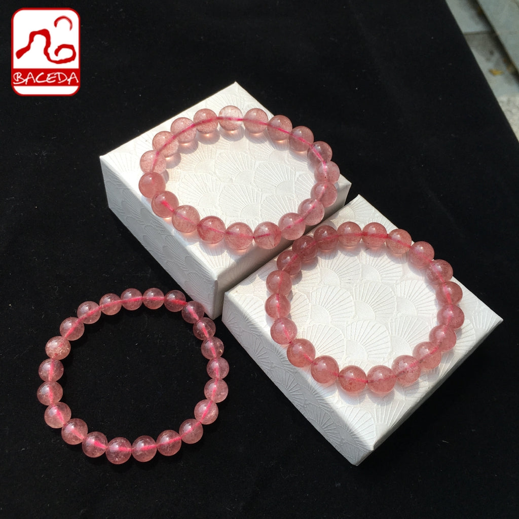 Baceda Natural Strawberry color Strawberry Quartz Bracelet for Ladies’ Gift 100% Nature Strawberry Quartz Bangle Gift