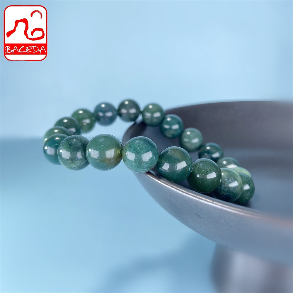 Vòng tay đá mã não xanh tự nhiên Baceda Natural Crystal Đá quý sinh nhật tháng 8 kèm giấy chứng nhận và hộp quà tặng