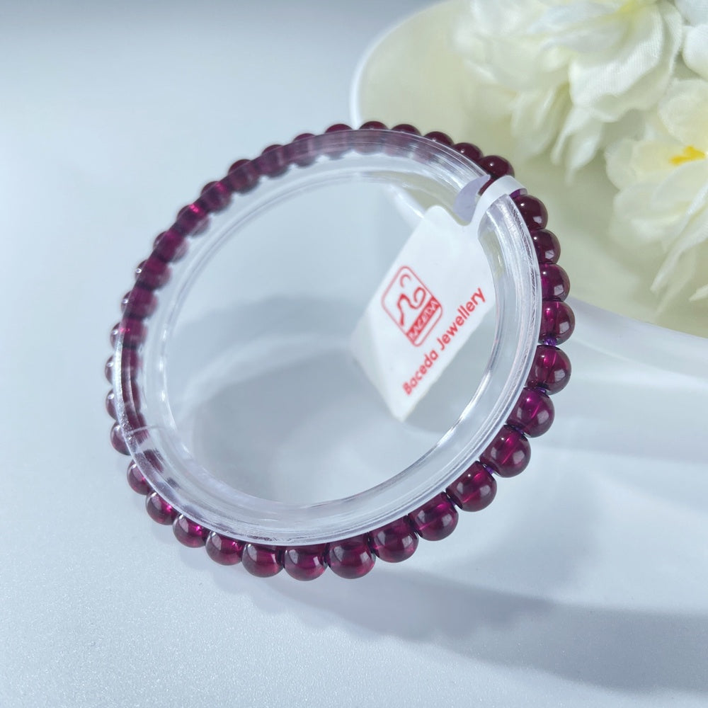 Vòng tay đá Garnet tự nhiên Baceda Natural Crystal HQ Wine Garnet tự nhiên, đá Garnet tím tự nhiên, đá Almandine kèm hộp quà tặng có giấy chứng nhận