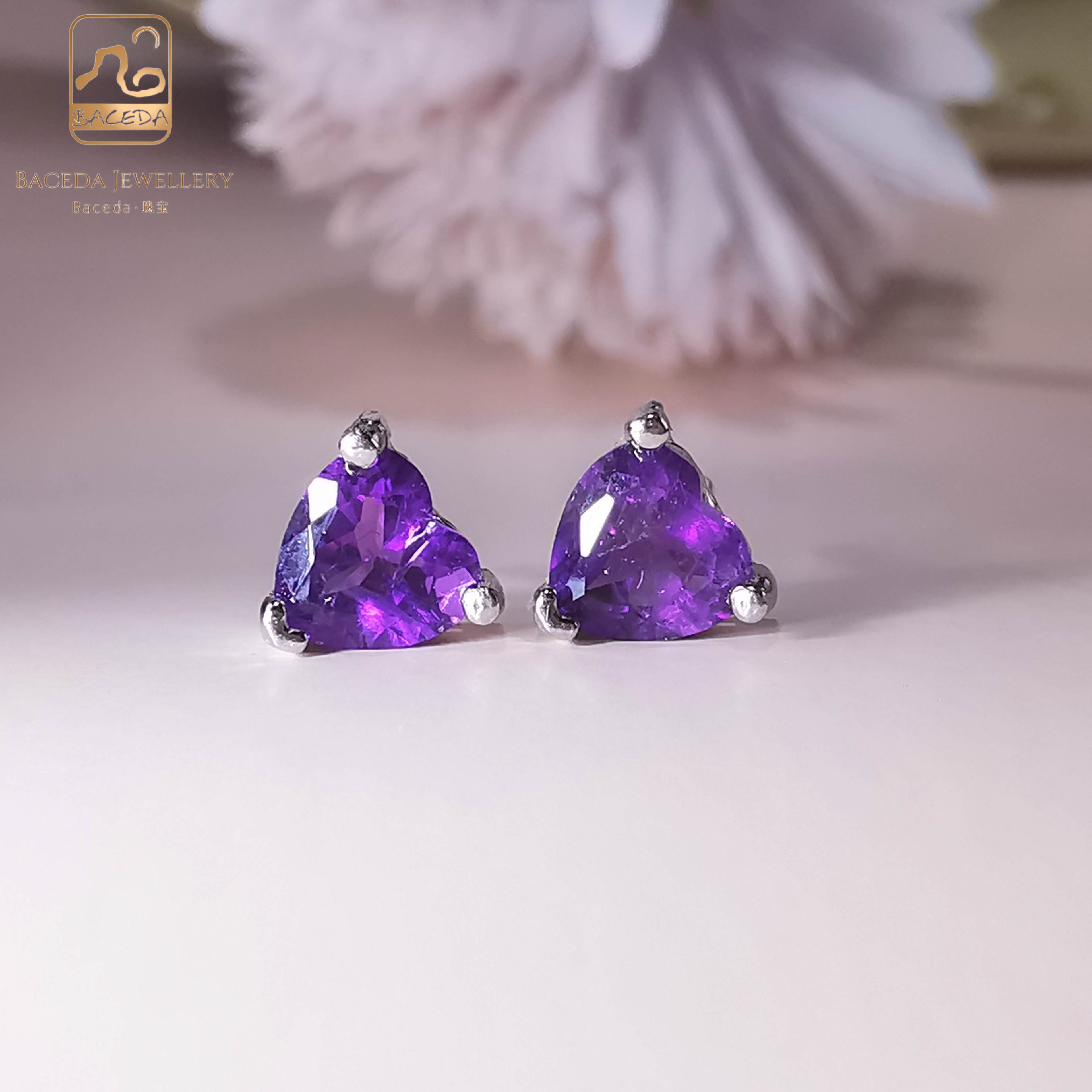 20230110 Hoa tai đinh tán đá thạch anh tím/vàng chanh/vàng lục bảo/topaz/garnet S925 hàng ngày 