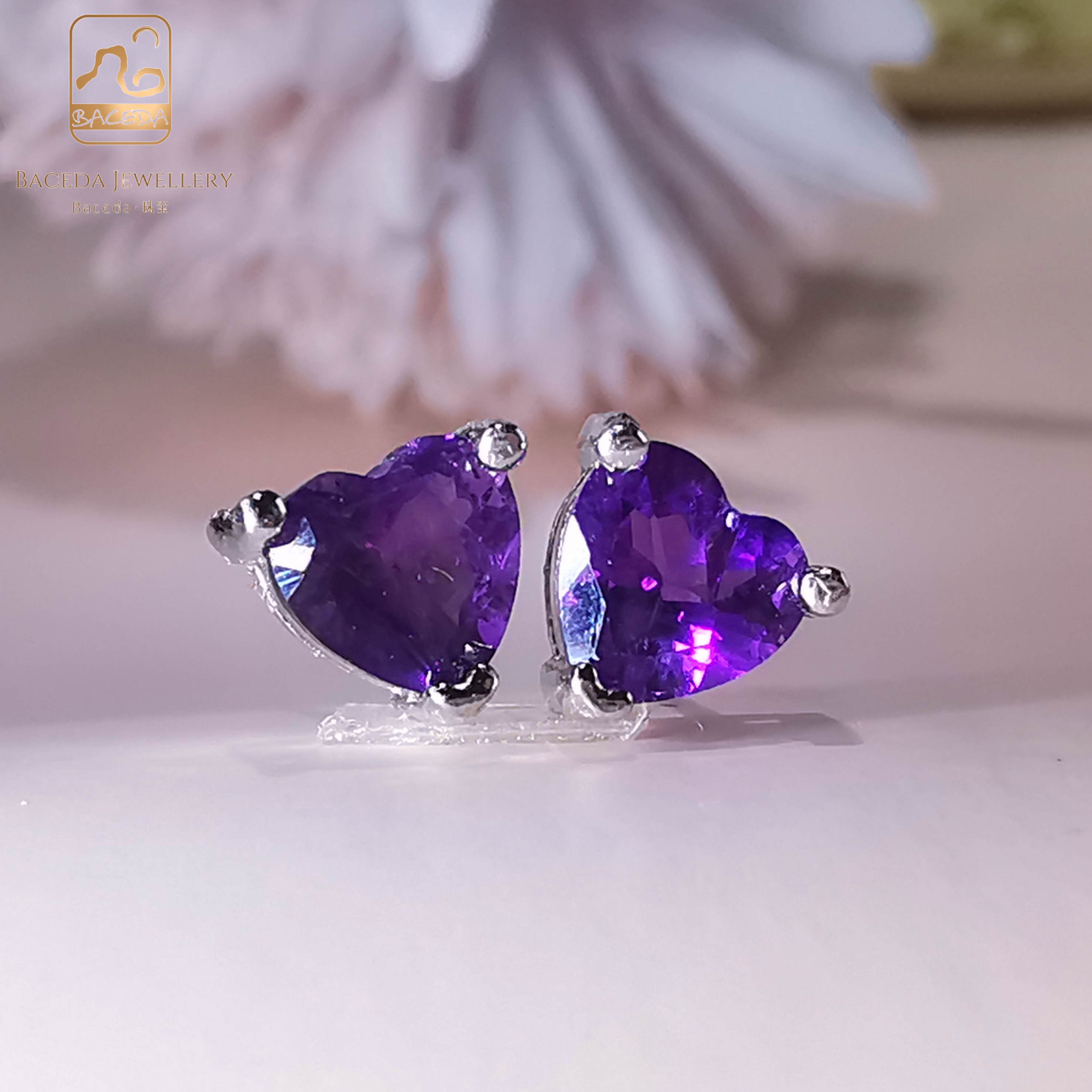 20230110 Hoa tai đinh tán đá thạch anh tím/vàng chanh/vàng lục bảo/topaz/garnet S925 hàng ngày 