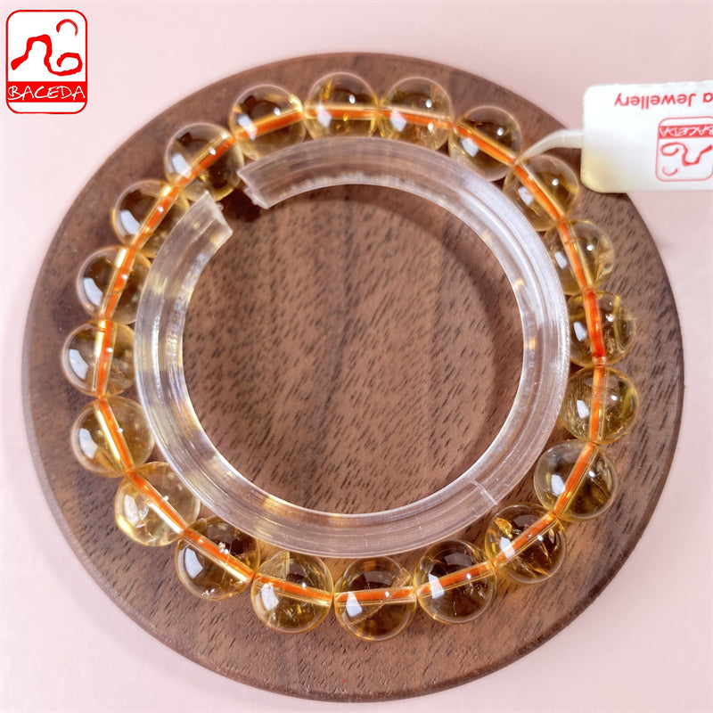 Vòng tay pha lê tự nhiên Baceda Vòng tay Citrine HQ tốt cho sự giàu có và gặp gỡ những người quý tộc Vòng tay pha lê tự nhiên có giấy chứng nhận và hộp quà tặng 