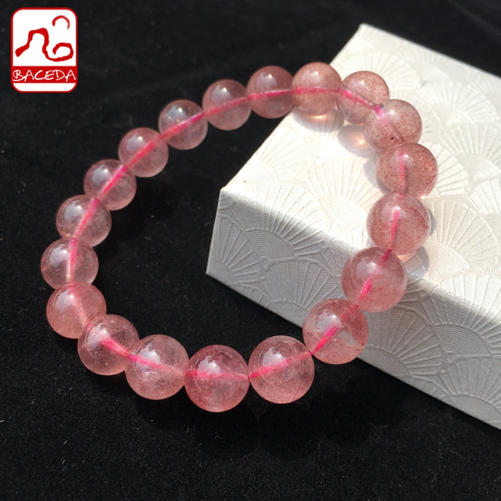 Baceda Natural Strawberry color Strawberry Quartz Bracelet for Ladies’ Gift 100% Nature Strawberry Quartz Bangle Gift