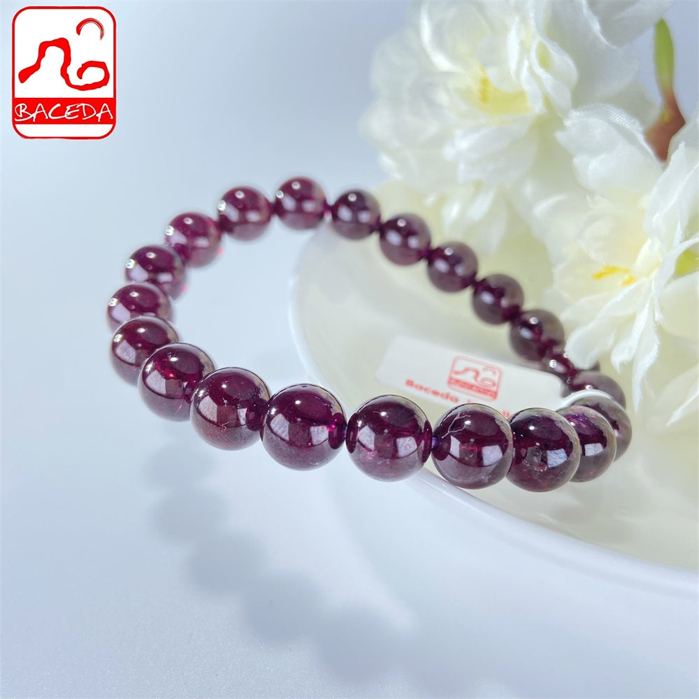 Vòng tay đá Garnet tự nhiên Baceda Natural Crystal HQ Wine Garnet tự nhiên, đá Garnet tím tự nhiên, đá Almandine kèm hộp quà tặng có giấy chứng nhận