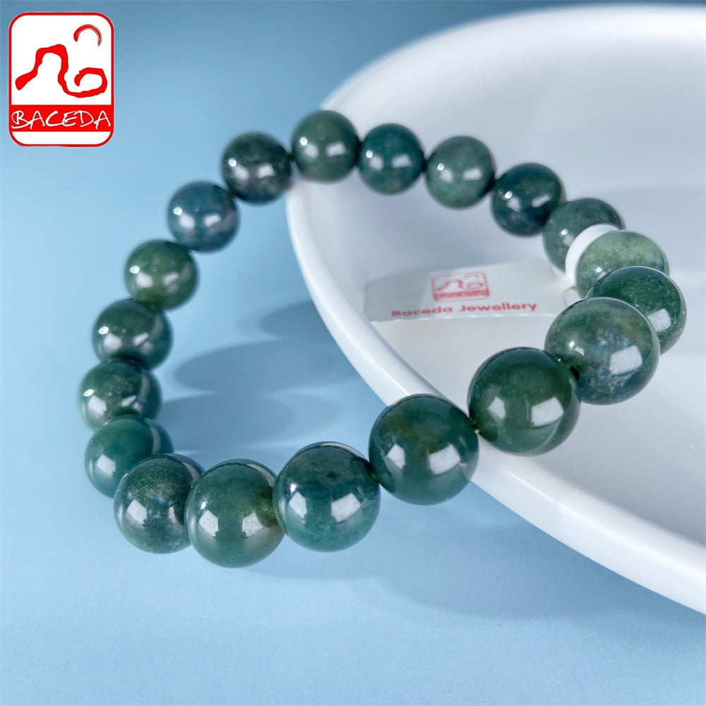 Vòng tay đá mã não xanh tự nhiên Baceda Natural Crystal Đá quý sinh nhật tháng 8 kèm giấy chứng nhận và hộp quà tặng