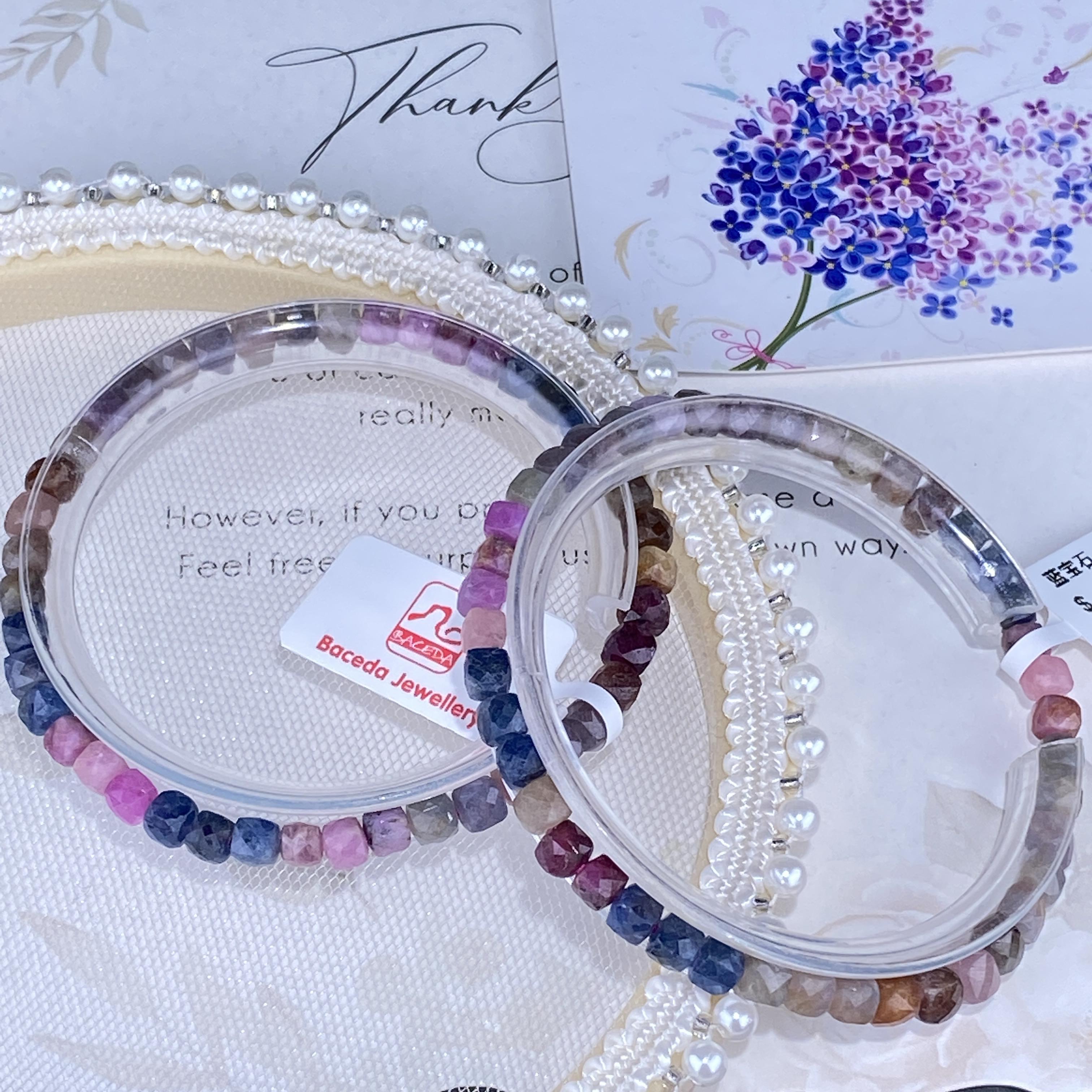 Facted Mini beaded Bracelet Collection Tourmaline c itrine sunstone amethyst spinel sapphire topaz labradorite Serpentine