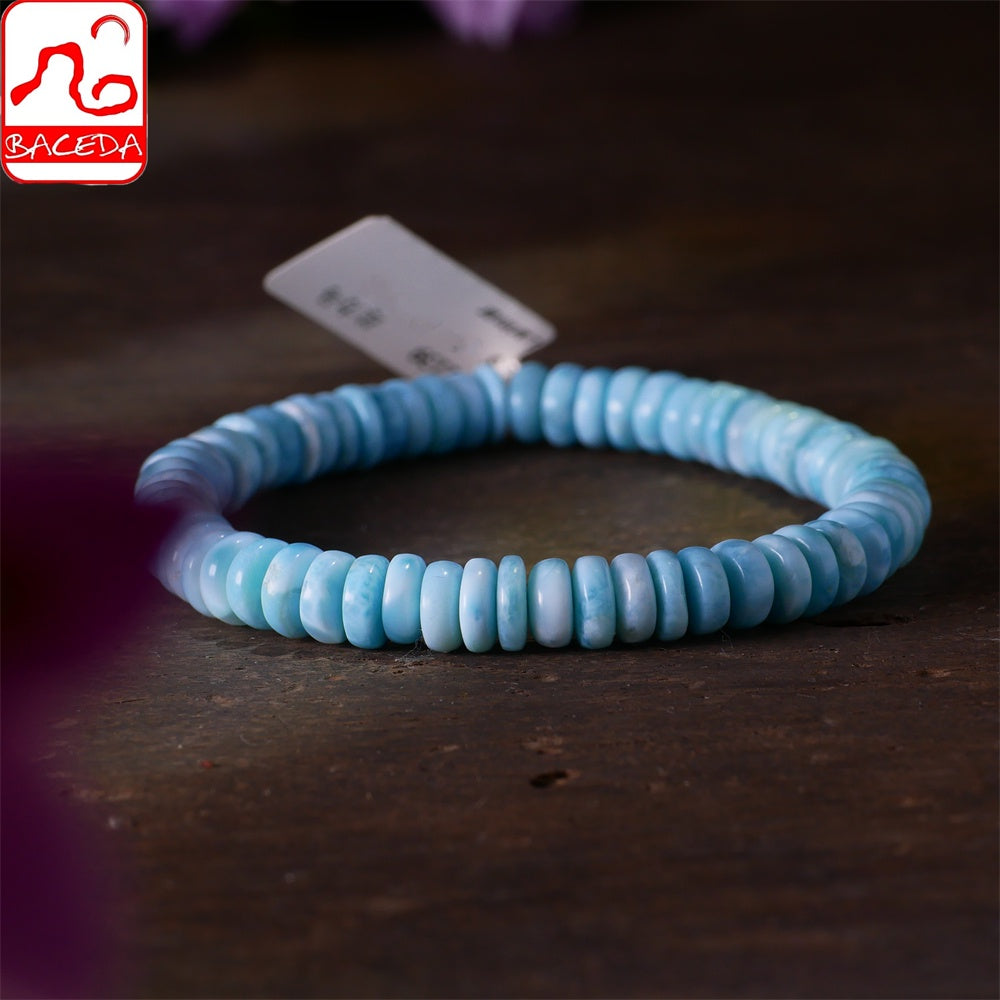 Vòng tay thiết kế bàn tính Baceda Natural Crystals of Larimar là viên đá chữa bệnh cho trái đất, phù hợp với cả nam và nữ, có giấy chứng nhận và hộp quà tặng