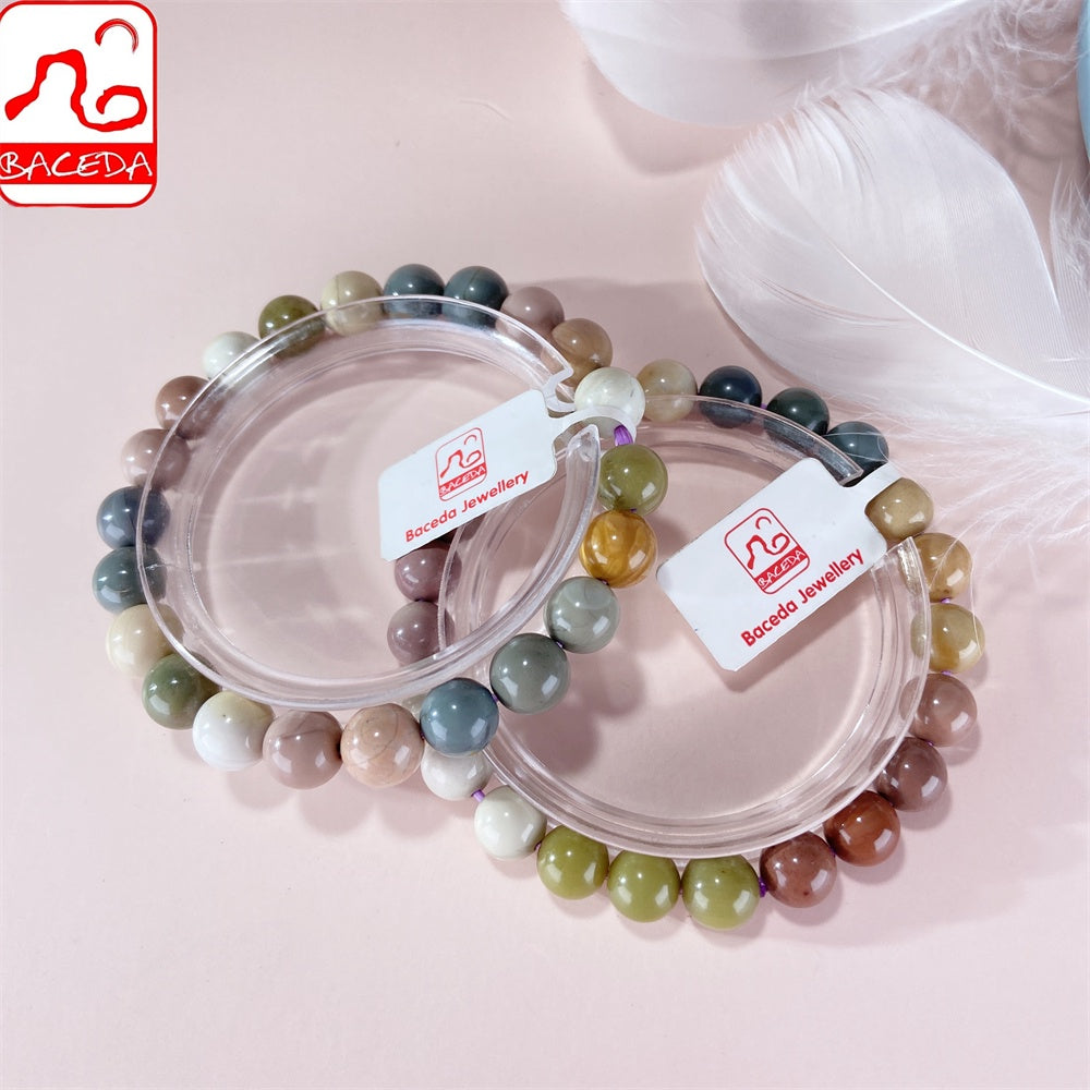Vòng tay đá mã não tự nhiên Baceda của Alashan/Alxa có thể cân bằng và hài hòa cơ thể kèm theo giấy chứng nhận và hộp đựng