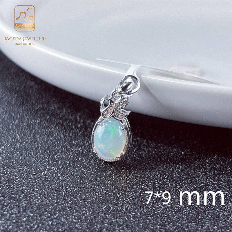 Baceda S925 opal brass chain necklace pendant with certificate and gift box