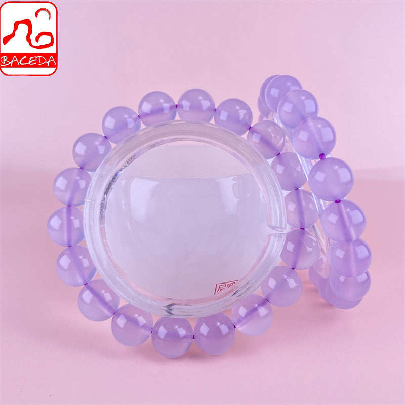 Vòng tay đá mã não tím Baceda Natural Crystal Nutural dành cho nữ và nam kèm giấy chứng nhận và hộp quà tặng