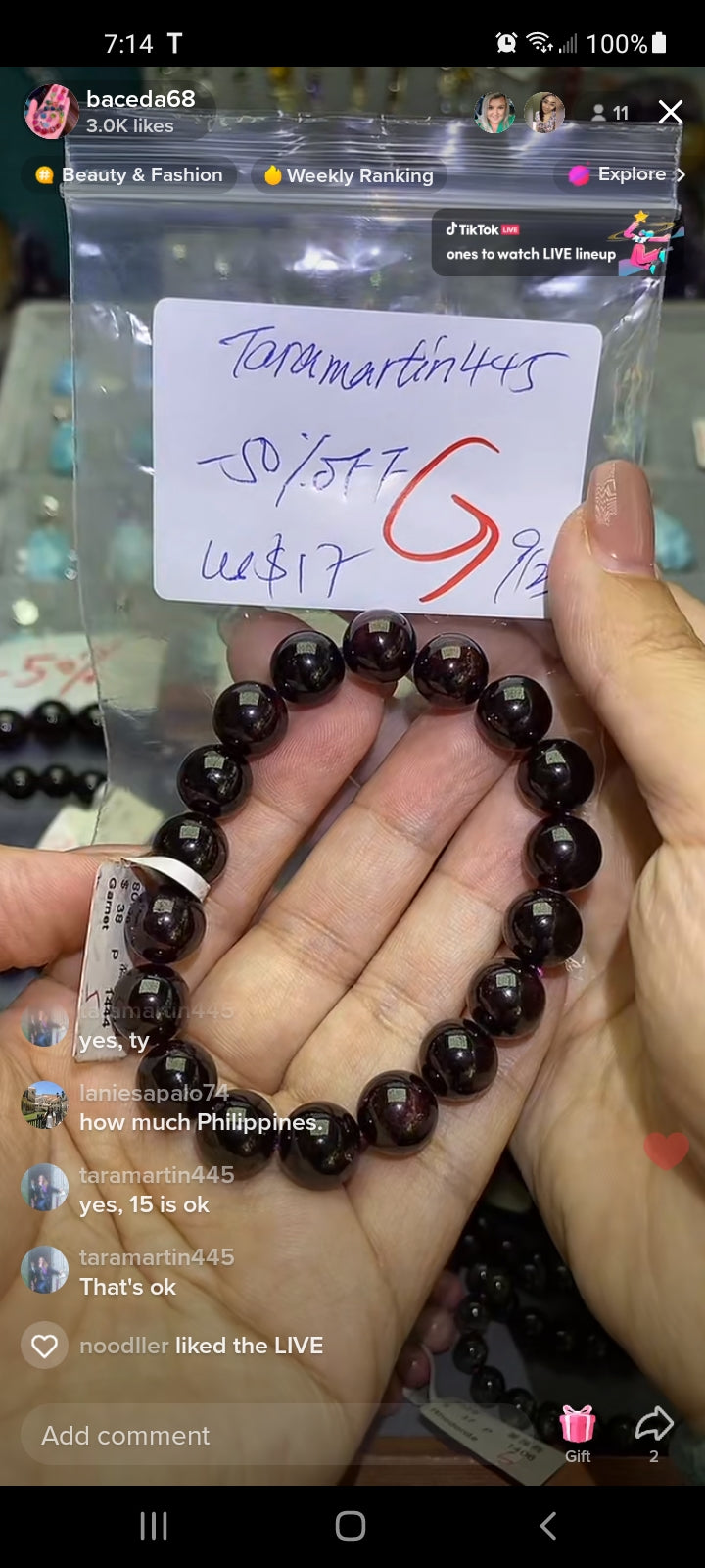Vòng tay đá Garnet tự nhiên Baceda Natural Crystal HQ Wine Garnet tự nhiên, đá Garnet tím tự nhiên, đá Almandine kèm hộp quà tặng có giấy chứng nhận