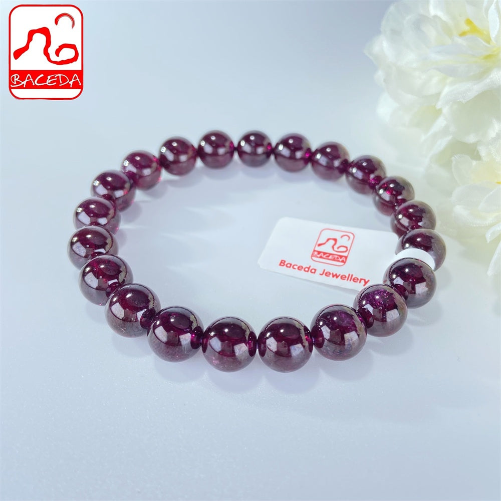 Vòng tay đá Garnet tự nhiên Baceda Natural Crystal HQ Wine Garnet tự nhiên, đá Garnet tím tự nhiên, đá Almandine kèm hộp quà tặng có giấy chứng nhận