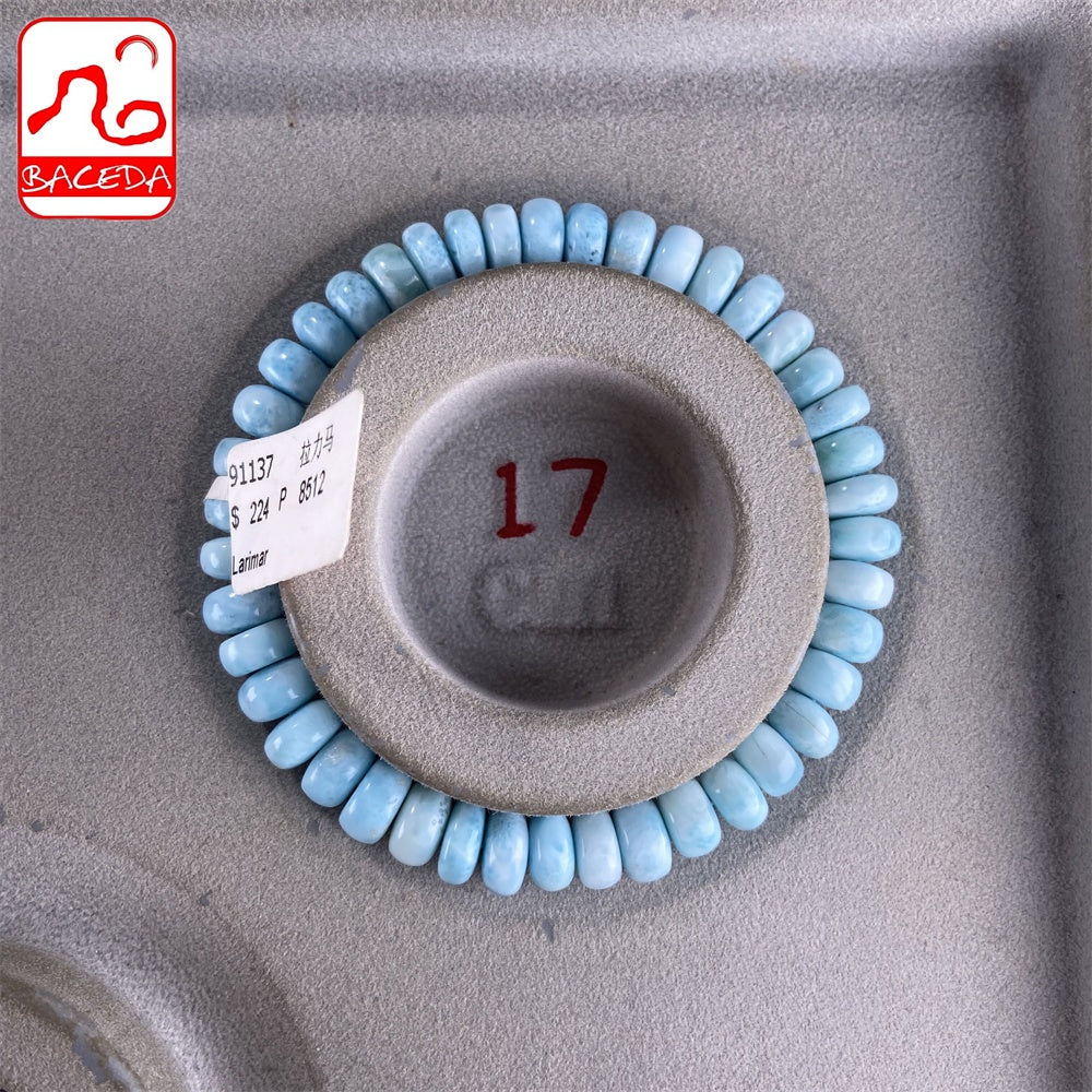 Vòng tay thiết kế bàn tính Baceda Natural Crystals of Larimar là viên đá chữa bệnh cho trái đất, phù hợp với cả nam và nữ, có giấy chứng nhận và hộp quà tặng